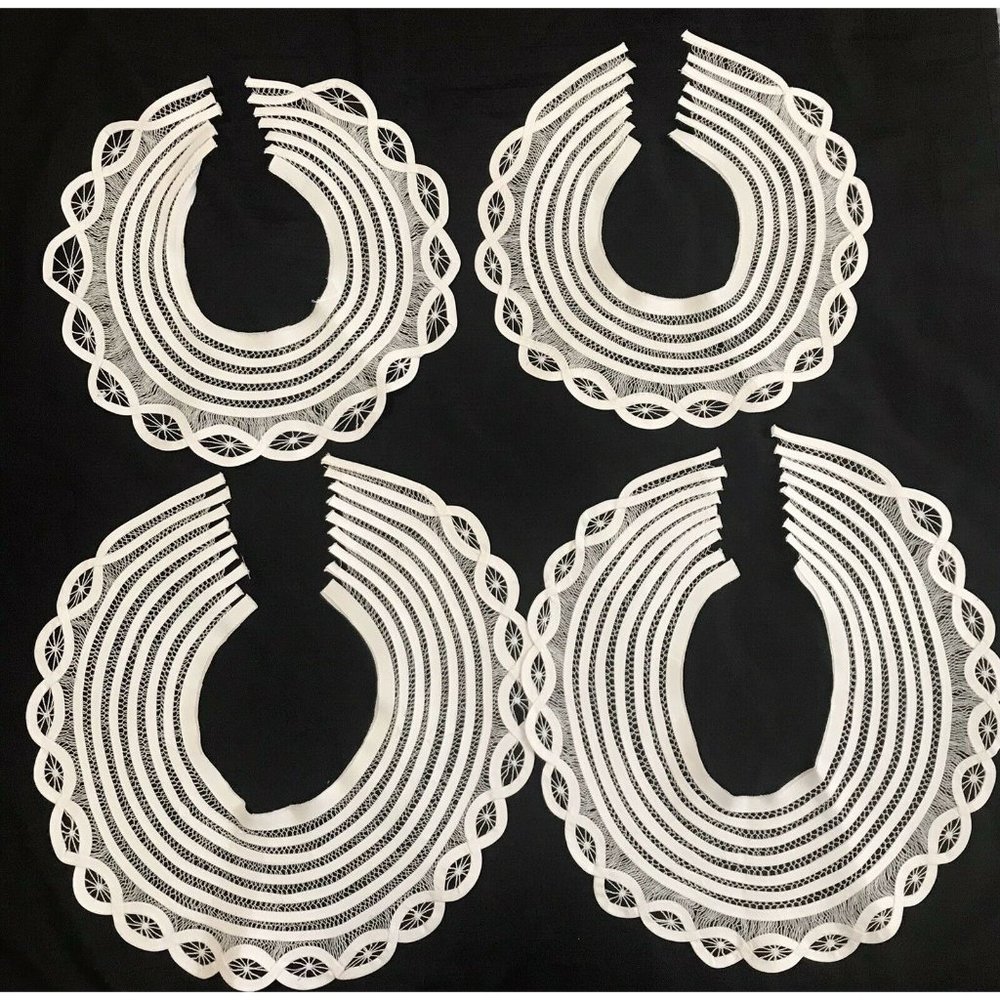Cuello Punto Paris Para vestido niña muñeca Collars Doll Girl Dress Lot Of 4